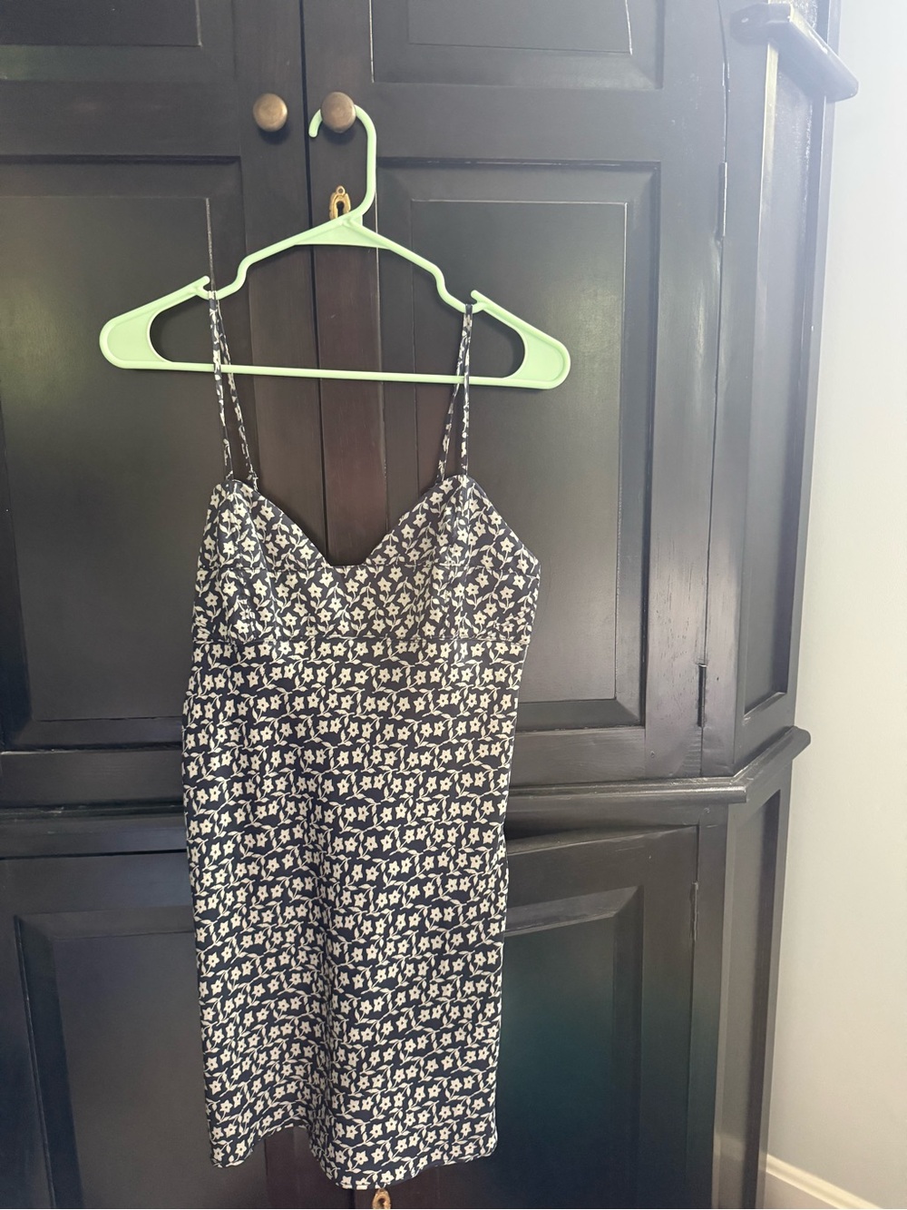 Free People Navy and Silver Floral Mini Dress Small
